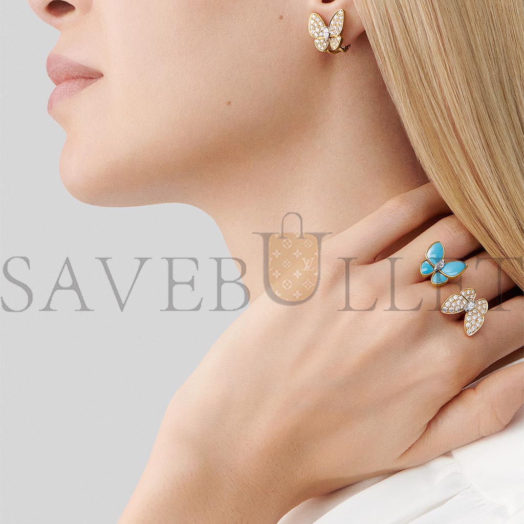 v*n cl*f arpels two butterfly between the finger ring - yellow gold, Di*m*nd, turquoise  vcarp7uz00